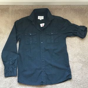 Boys black 14-16  l/s button shirt